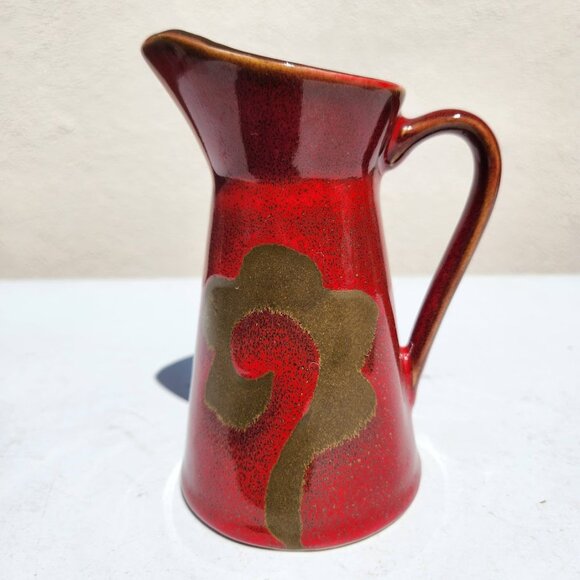 NEW Vintage Ceramic Pottery Beekman Home Abstract 5.5" Milk Pitcher Red Brown Co - Picture 5 of 12